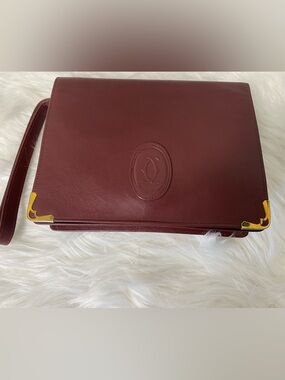 Cartier Vintage Must de Cartier 21 Bordeaux leather Clutch Circa 1990s Authentic